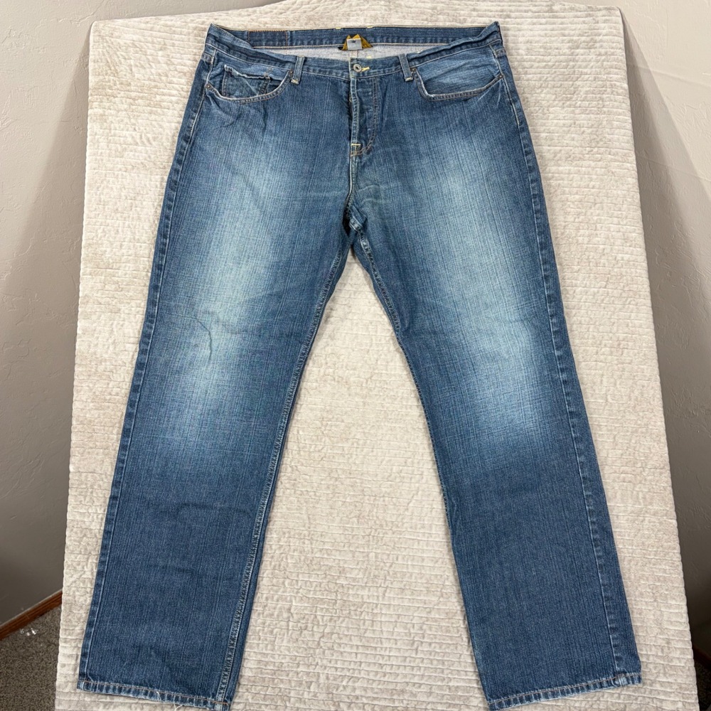 Lucky Brand 221 Slim Straight Jeans Mens 40 Blue Vintage Button Fly Dungarees